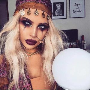 Pretty fortune teller Halloween makeup and costume Pretty fortune teller Halloween makeup and costume