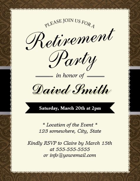 Classy Brown Damask Retirement Party Invitations Retirement Party