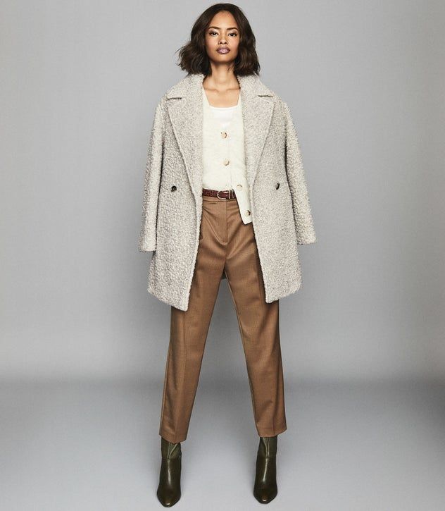 REISS SCARLET WOOL BLEND TEDDY COAT Reiss Scarlet Wool Blend Teddy Coat