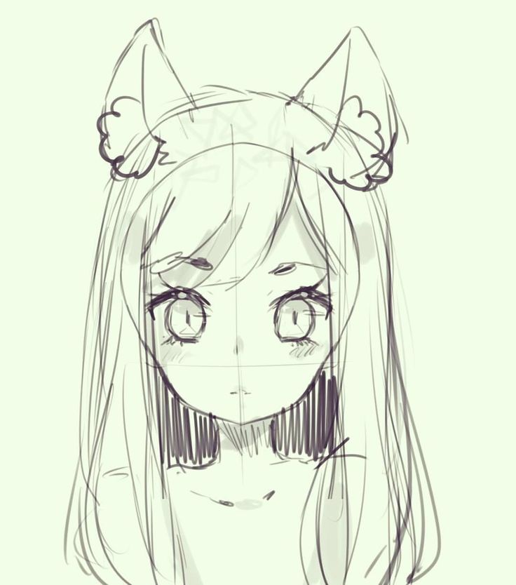 Anime neko girl drawing