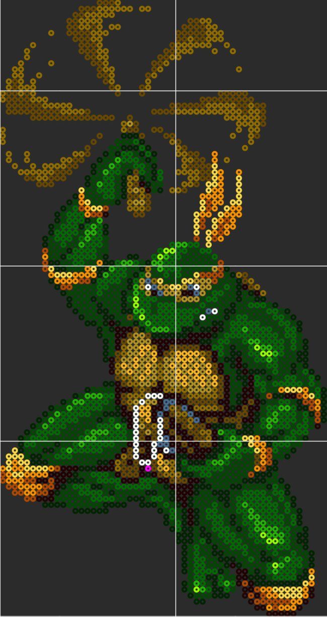 i recolored bebop from nes tmnt 3 and added perler pattern and peg nes template
