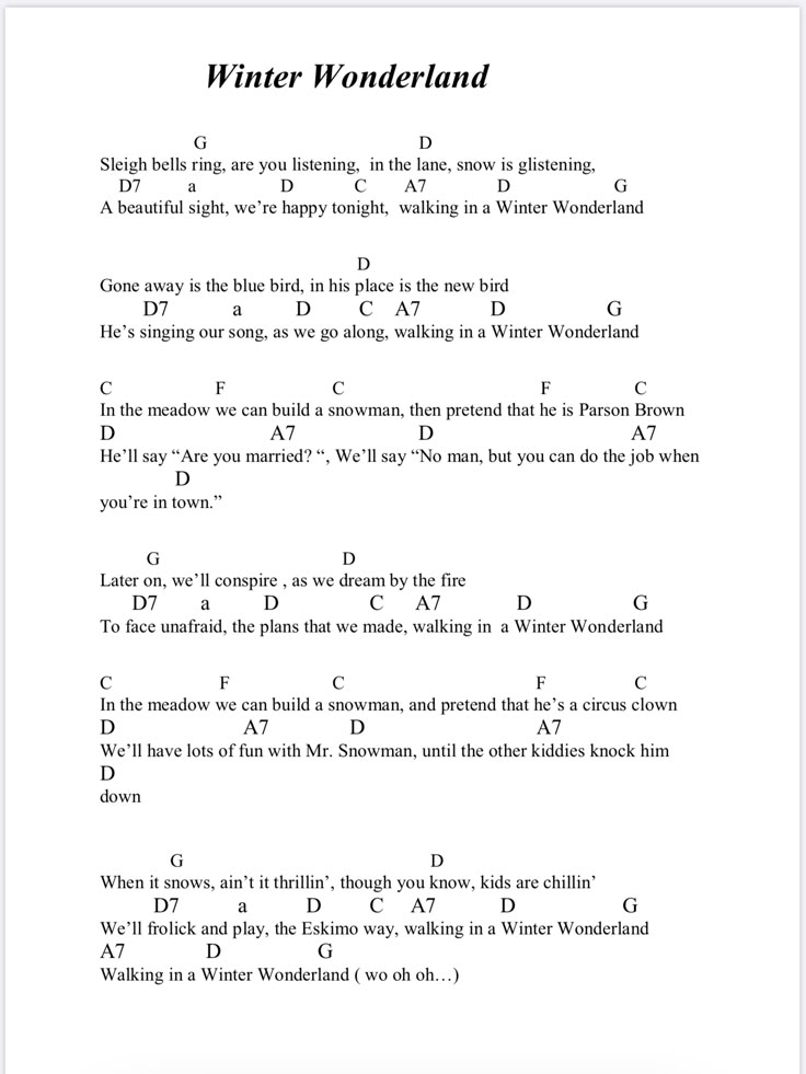 Winter Wonderland Songtext Winter Wonderland Songtext
