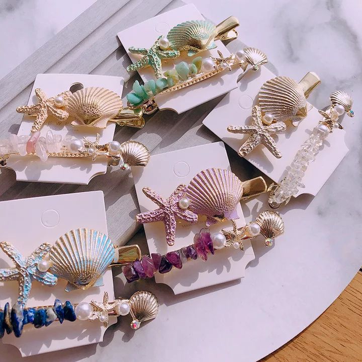 Charm Women Starfish Shell Conch Barrette Spring Hairpin Hair Clip Headwear high