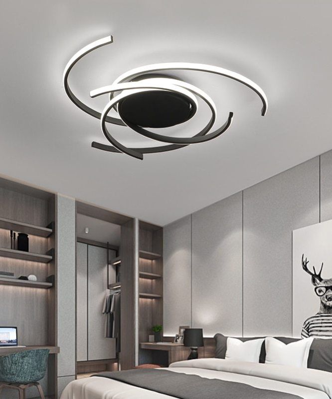 Creative Modern Led Ceiling Lights Living Room Bedroom Study Balcony Indoor Lighting Black White Aluminum Lamp Fixture Creative Modern Led Ceiling Lights, Contemporary Ceiling Lights Bedroom