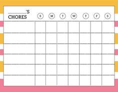 printable chore charts for teens