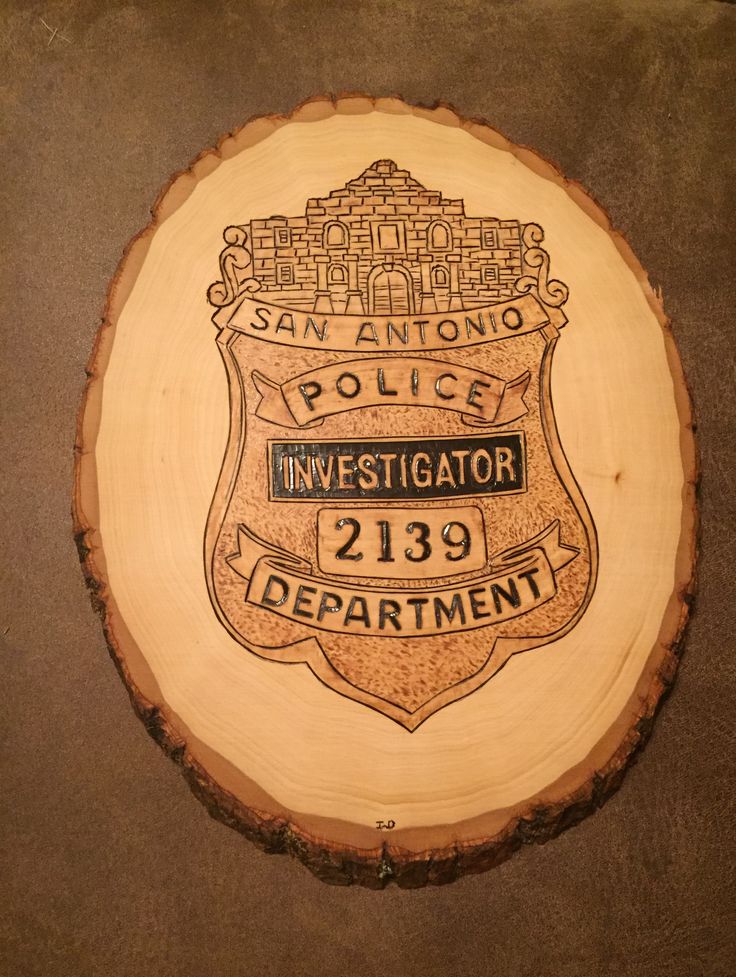 sa police investigator badge wood burnt art my wood custom wood christmas ornaments