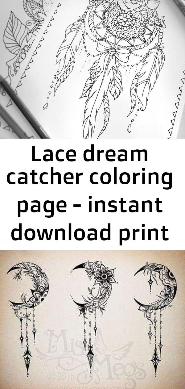 Download Lace dream catcher coloring page - instant download print your own coloring pages adul… | Dream ...