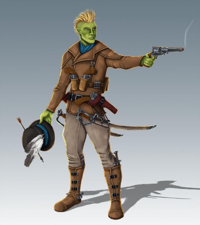 Art Half-orc Gunslinger : DnD Half-orc, Fantasy character design, Modern fa...