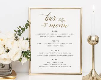 wedding drink menus