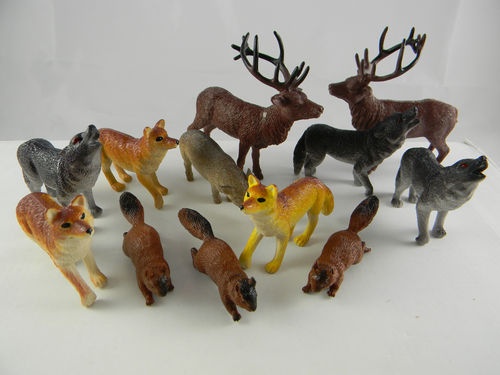 toy woodland forest animals wolf elk fox set of 12 plastic baby girl themes
