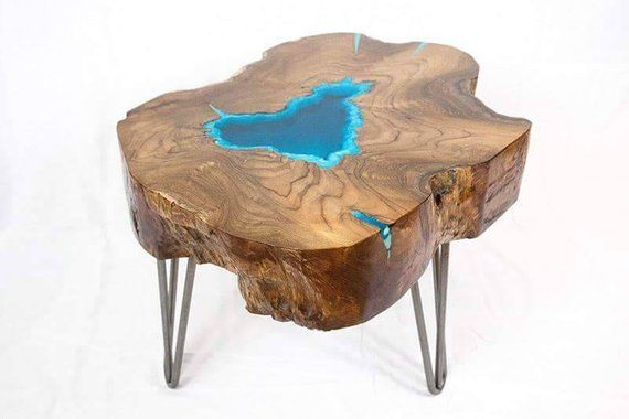 Round Live Edge Coffee Table With Glowing Resin Fillin And Wood - Coffee Table Curved Edges Round Live Edge Coffee Table With Glowing Resin Fillin And Wood - Coffee Table Curved Edges