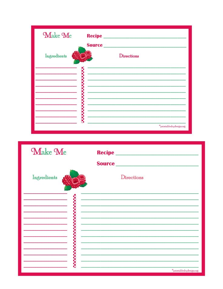 recipe cards 5x7