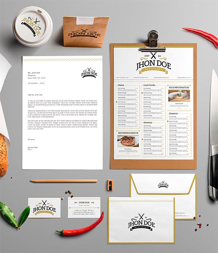 Download Restaurant Mockup Free in 2020 | Branding identity mockup ...