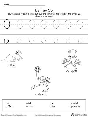 words starting with letter o worksheets letter o worksheets