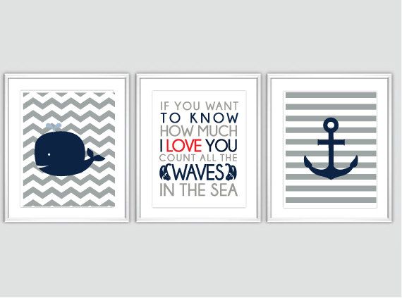 103 Best Nautical Nursery Images On Pinterest Nautical Nursery Art Baby Boy Chevron Whale Prints