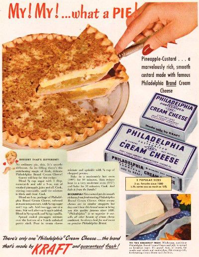An Advertisement For Philadelphia Cream Cheese From The 1950 s Showing an-advertisement-for-philadelphia-cream-cheese-from-the-1950-s-showing