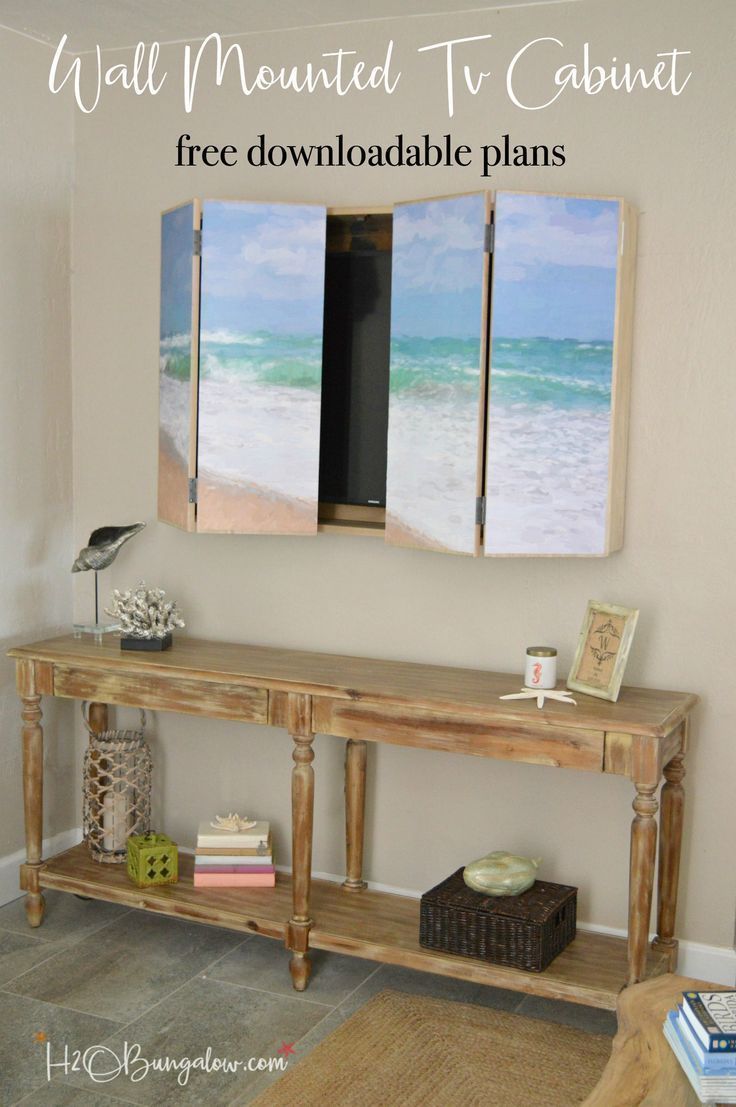 Free Plans For A Diy Wall Mounted Tv Cabinet Build To Free Plans For A Diy Wall Mounted Tv Cabinet Build To Hide The Flat Screen Behind Art In Your Home Simple Instructions Hidden