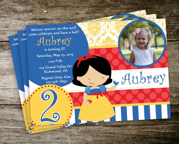 snow white birthday party invitations