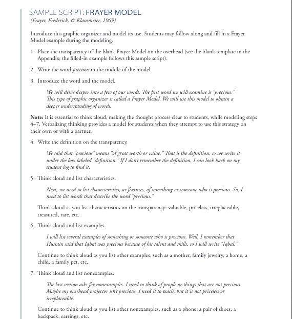 9 best Vocabulary Instruction The Frayer Model images on - frayer model template 9 best Vocabulary Instruction The Frayer Model images on - frayer model template