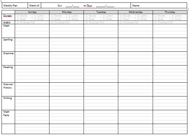 homeschool schedule template