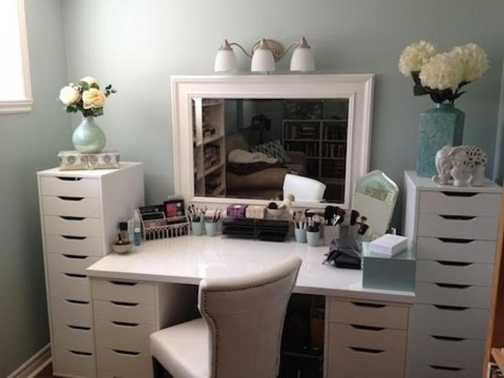 48 Best Makeup Vanity / Organization Images On Pinterest Måske lidt mere opbevaring omkring skrivebordet end... vanity using ikea storage drawers and - 48 Best Makeup Vanity / Organization Images On Pinterest