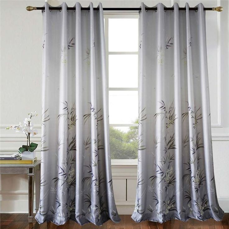 Grey Bamboo Curtain Modern Printing Semi Blackout Living Room Bedroom Kid S One Panel Leaf Curtains Ds Grey Bamboo Curtain Modern Printing, Pretty Blackout Curtains For Bedroom