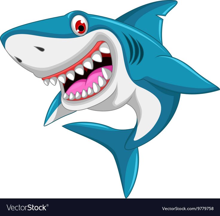 Download Angry shark cartoon vector image on ในปี 2020