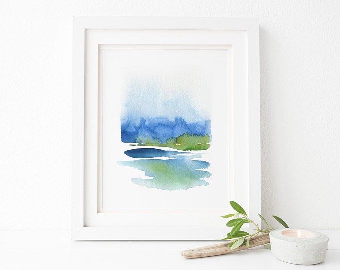 Landscape art print Modern wall decor Abstract landscape Minimalist watercolor art Sky print Abstract watercolor