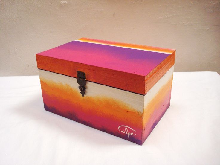 Caja De Madera Pintada Y Decorada Caja De Madera Pintada Y Decorada