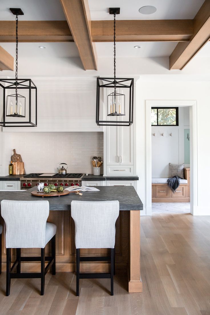 Friday Inspiration: Don't Miss These Beams - Studio McGee | Black kitchen countertops