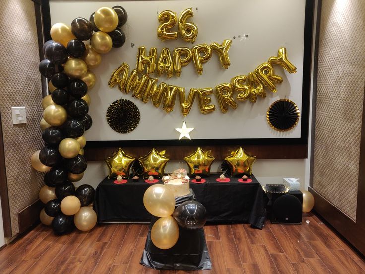 Birthday decoration Black and gold theme in 2020 Birthday decorations