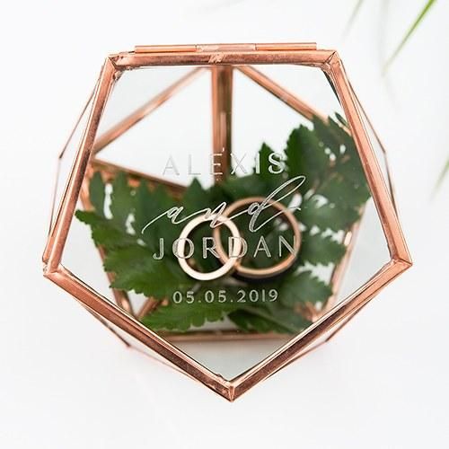 Geometric Rose Gold Wedding Ring Box Geometric Rose Gold Wedding Ring Box