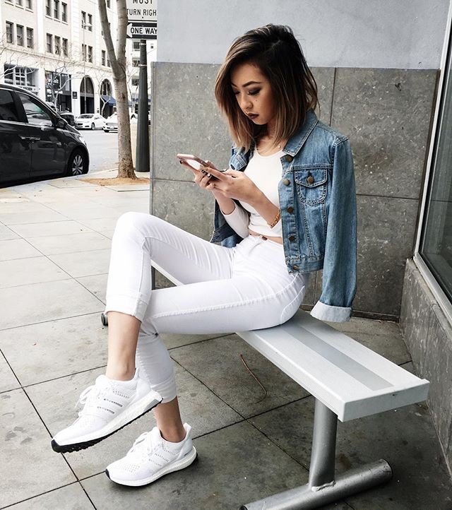 triple white ultra boost jeans