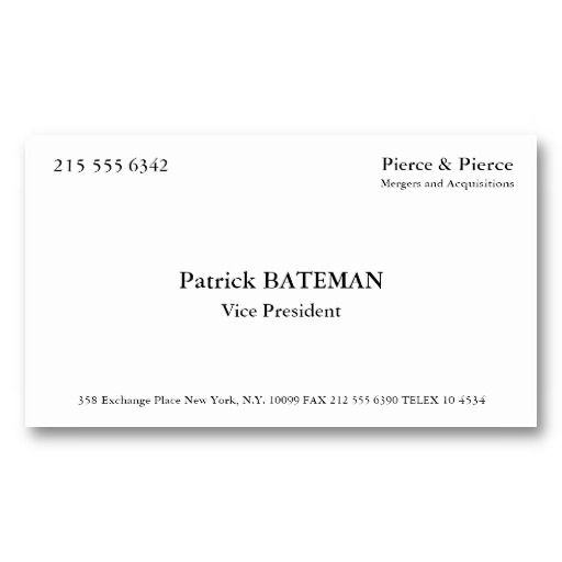 18 Best Patrick Bateman Business Card Images On Pinterest Oh Wow Your Business Card Thank You It S A Lovely Shade Of Bone Did Kinkos Make Those For