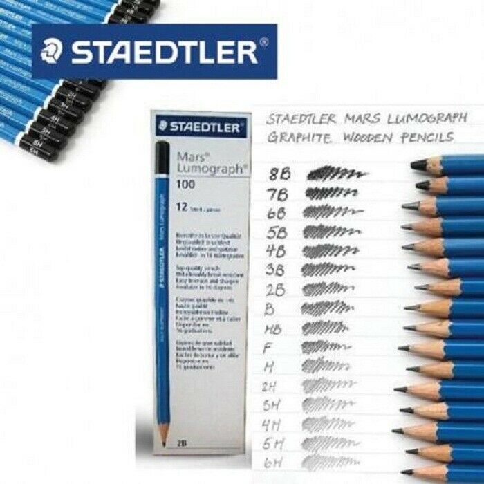 Staedtler Lumograph Draw Pencil Tin 12 Soft Grades