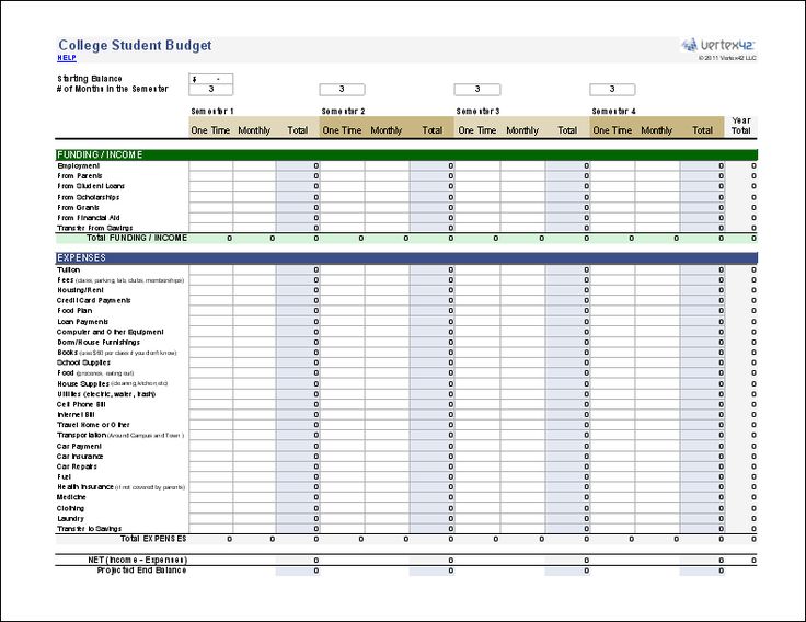 Vertex42 provides budget spreadsheets that work with Microsoft Excel, including templates specific for college students and special occasions.
