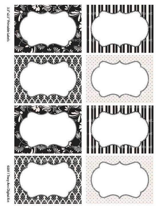 Black and Cream Print your own Labels/Cards for journaling, scrapbooking, gift giving, mailing ...