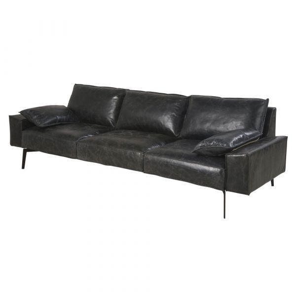 Black 3 Seater Leather Sofa Maisons Du Monde Us Modern Real Sofas Leather Sofa Real Sofas, Black Leather Sofas Sofa Bed