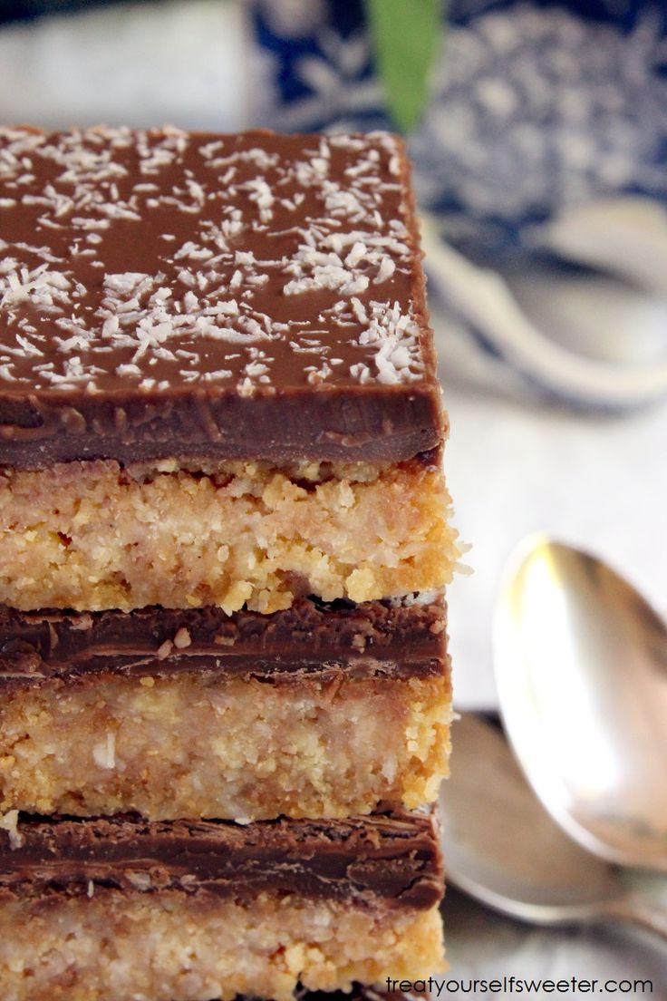 No Bake Chocolate Coconut Slice; Crunchy coconut biscuit base with a crispy milk chocolate top. Delicious, quick and easy. | Recipes | Pinterest | Coconut slic…