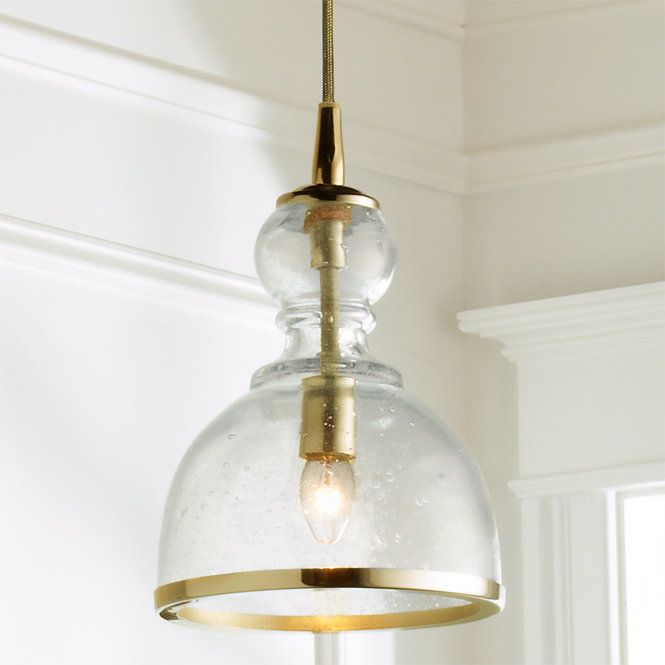 Colored Seeded Glass Pendant Shades - Seeded Glass Pendant Light Brass