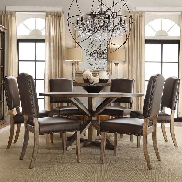 125 Best Dining Room Images On Pinterest Dining Room, Kitchen SIGNAL HILLS Benchwright Rustic X-base Round Pine Wood Nailhead 7-piece Dining Set - 125 Best Dining Room Images On Pinterest Dining Room, Kitchen