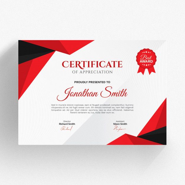 modern red and black certificate template certificate free download certificate of appreciation