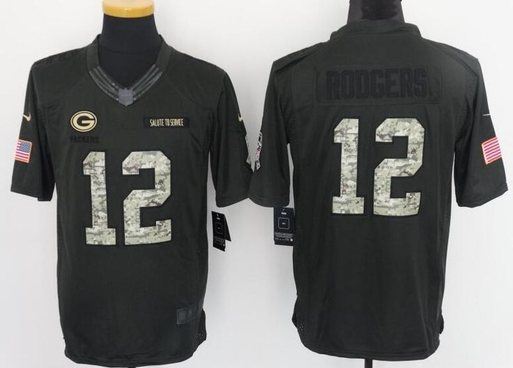 Green Bay Packers 12 Rodgers black Salute TO Service Jersey