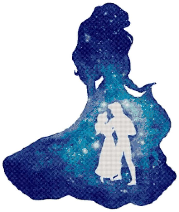 Digital PDF file Ariel silhouette cross stitch pattern