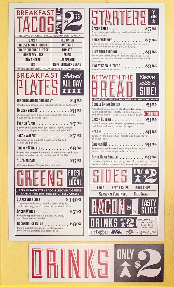 love this style for headlines but dont know if everyone would diner menu design