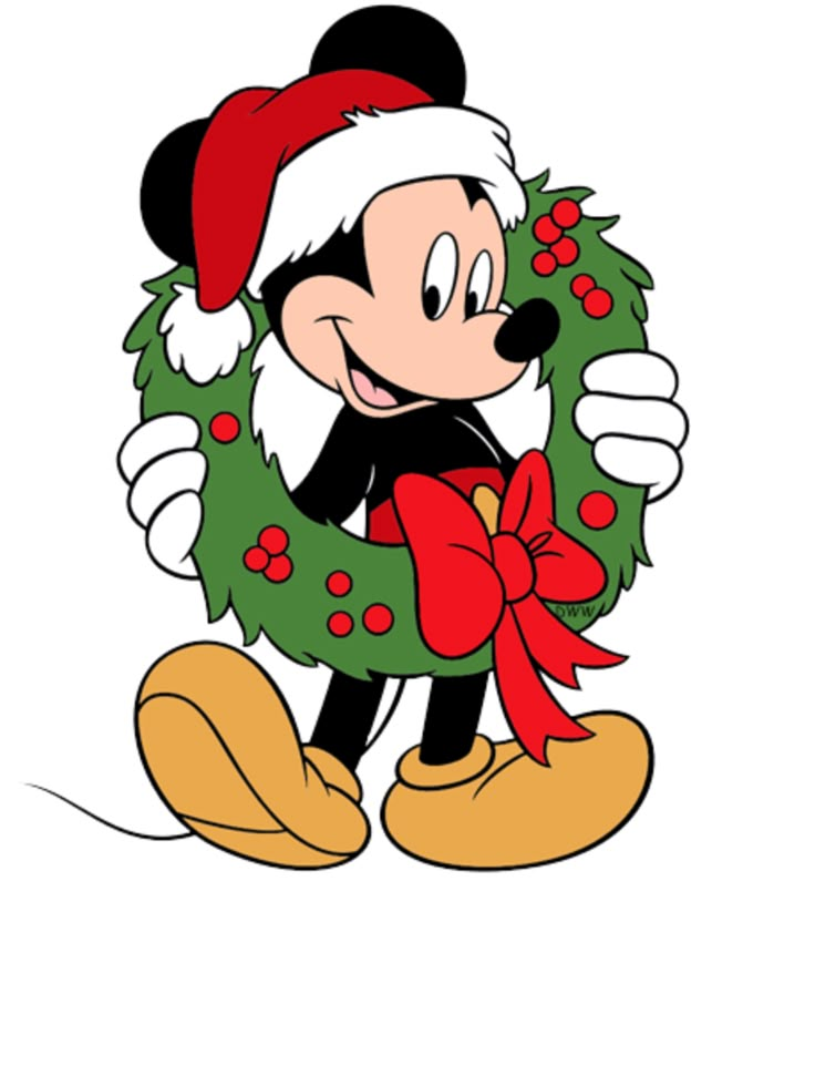 Mickey Mouse and his wreath for Christmas Mickey mouse christmas