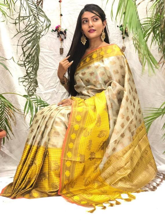 sari Saree indian saree kora muslin weaving saree and blouse for women designer Saree wedding saree saris saree dress golden saree
