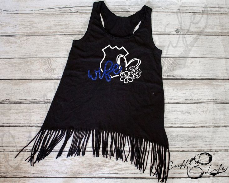 Happily Ever After Deputy Wife Fringe Tank Thin Blue Line Tank Police Wife Tank Deputy Wife Tank Police Wife Shirt LEOW Tank Top