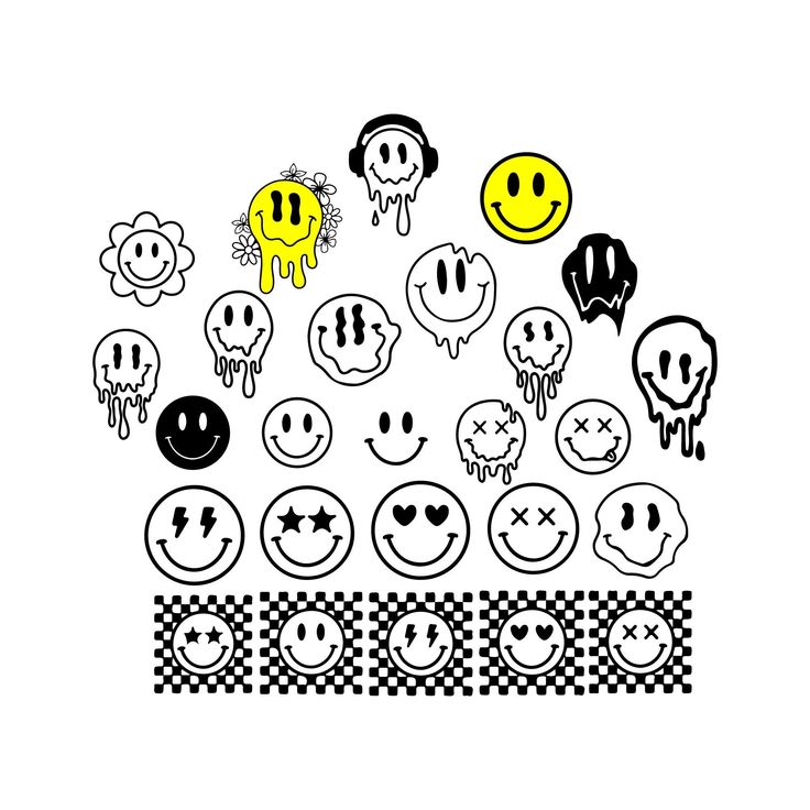Smiley Face Svg Smiley Svg Drippy Smiley Svg Melting Smiley Svg Checkered Smiley Svg Happy