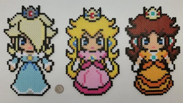 Princess Rosalina, Peach, and Daisy Perlers by jrfromdallas Perler bead mar...